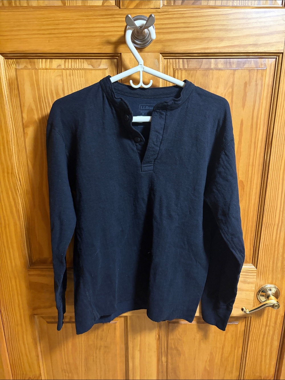 L.L. Bean Black Long-Sleeve Henley Shirt